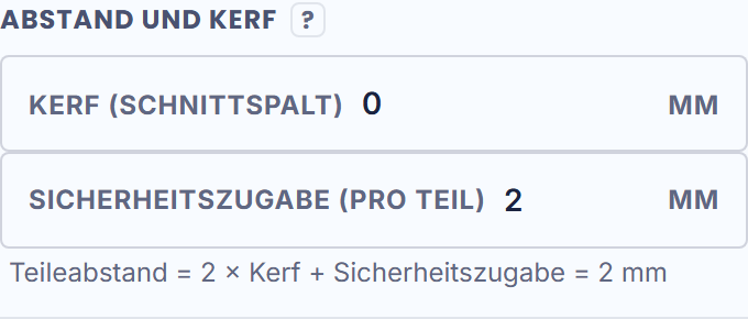 Das Abstand-Feld mit seiner Regel, auf dem Bildschirm