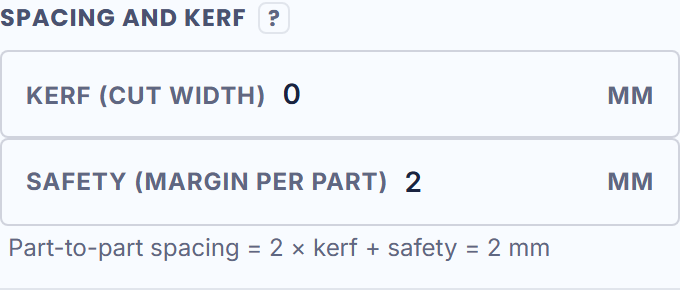 The Spacing field and its rule, on screen