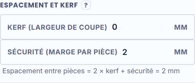 Le champ Espacement et sa règle, à l'écran