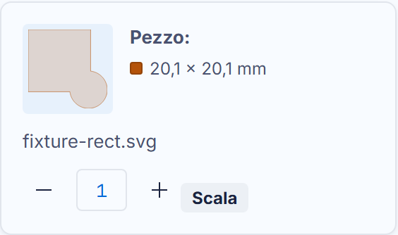 Una scheda SVG: il pezzo alla sua dimensione convertita