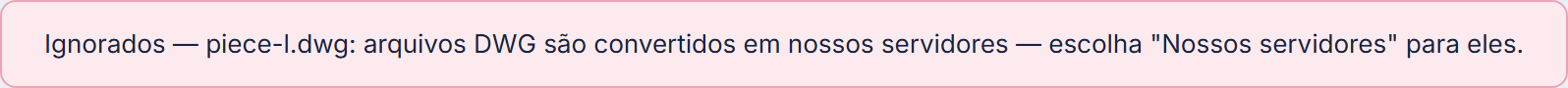 Um arquivo rejeitado no envio, nomeado, com o motivo